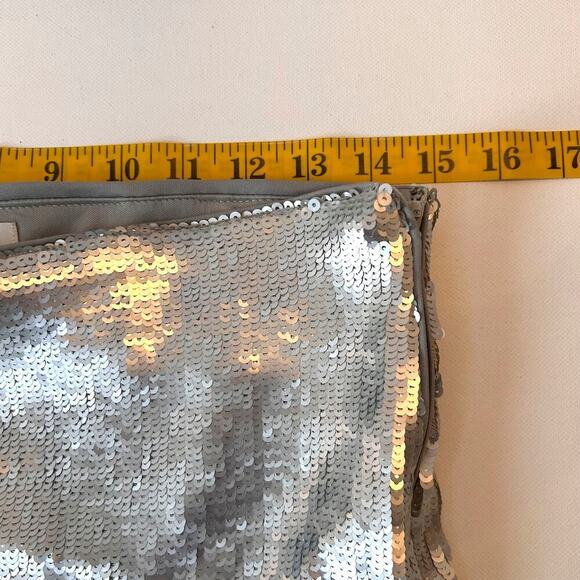 NWOT Sequin Micro Mini Skirt Silver Festival Glam Sexy Bling Office Siren XS y3k - Picture 8 of 8